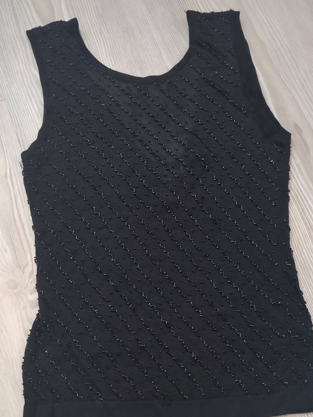 Michelle Nicole Black Beaded Sleeveless Knit Tank Top Size Small